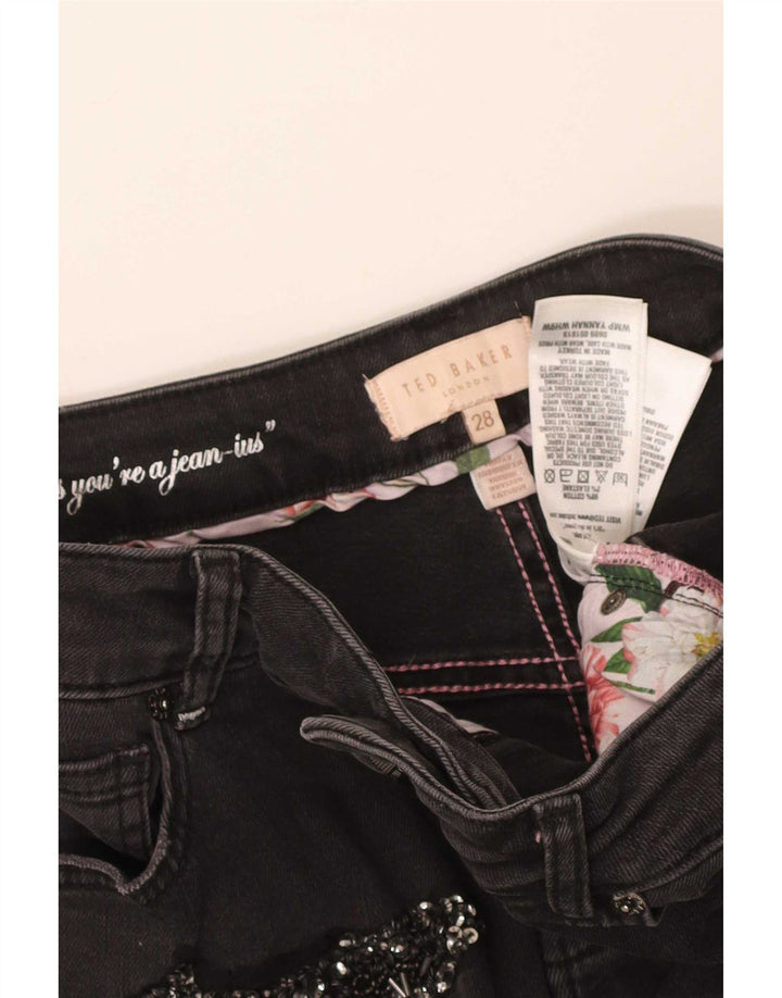 Ted Baker Damen Distressed Slim Jeans W28 L28 Schwarze Baumwolle