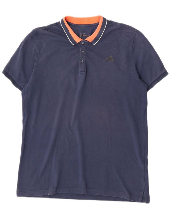 Adidas Herren Climalite Poloshirt XL Marineblau Colourblock Baumwolle