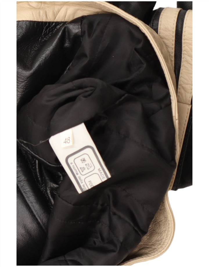 Vintage Damen Lederjacke IT 48 XL Schwarz Colourblock