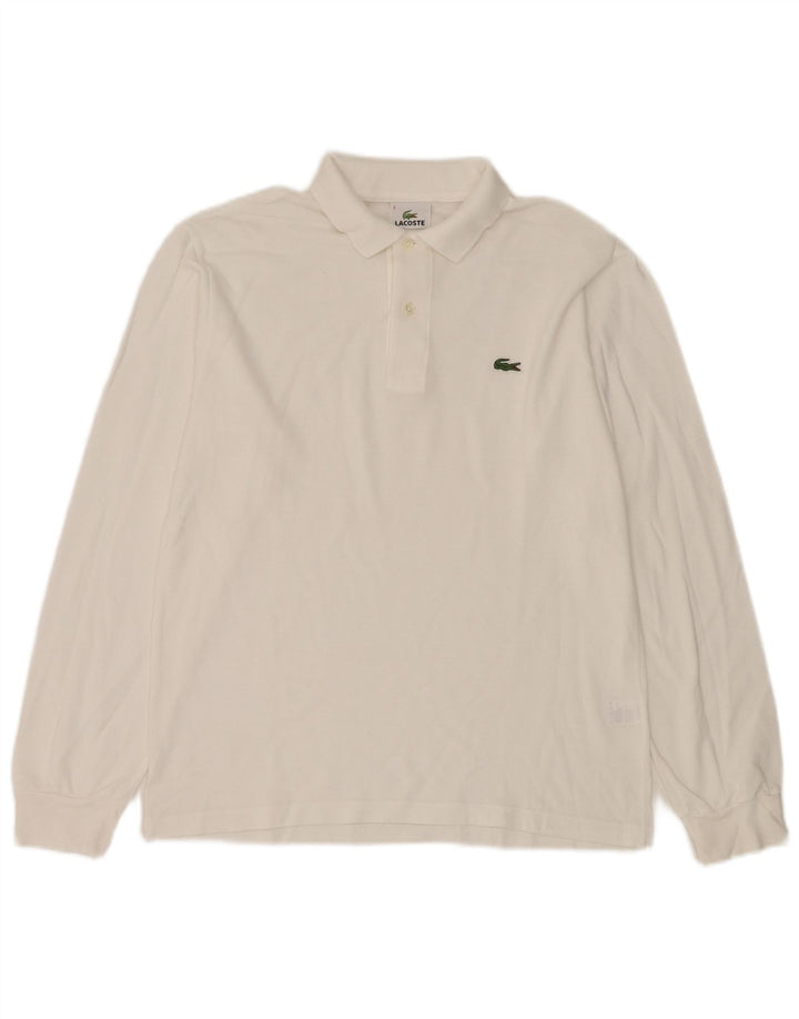LACOSTE Herren-Langarm-Poloshirt, Größe 3, klein, weiße Baumwolle