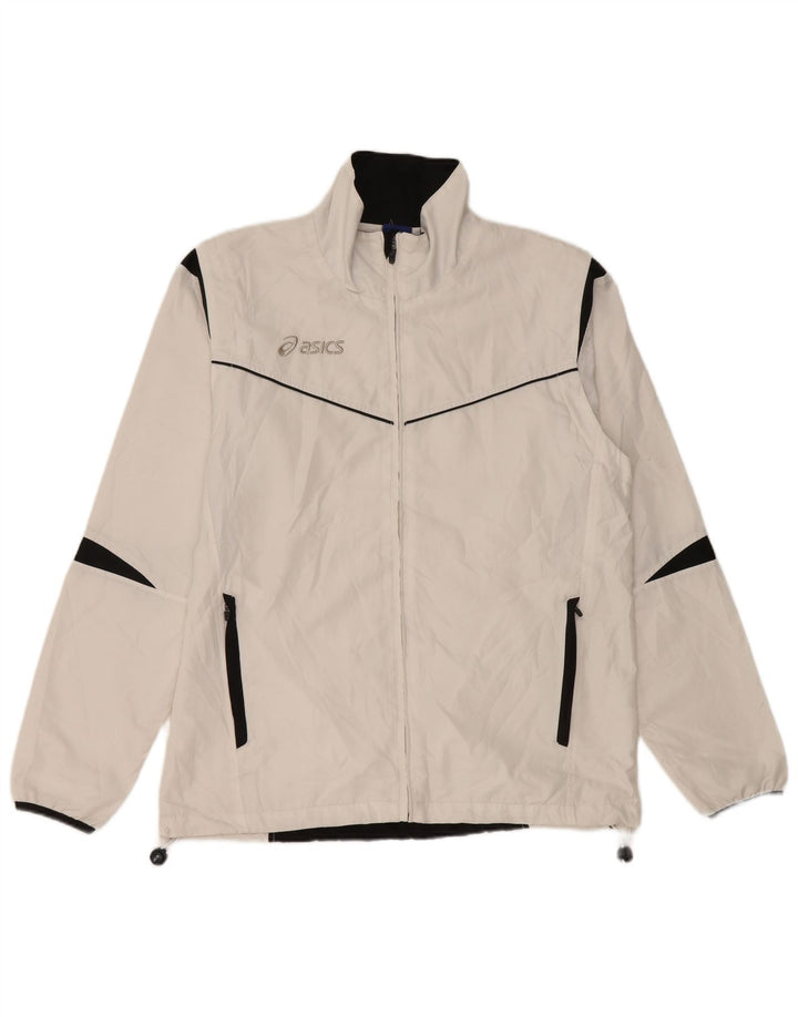Asics Herren-Trainingsanzug-Top-Jacke, mittelweißes Farbblock-Polyester