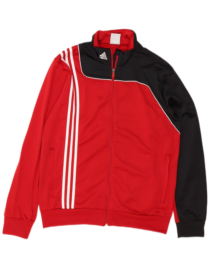 Adidas Herren-Trainingsanzugoberteil, UK-Größe 44/46, großes rotes Colourblock-Polyester