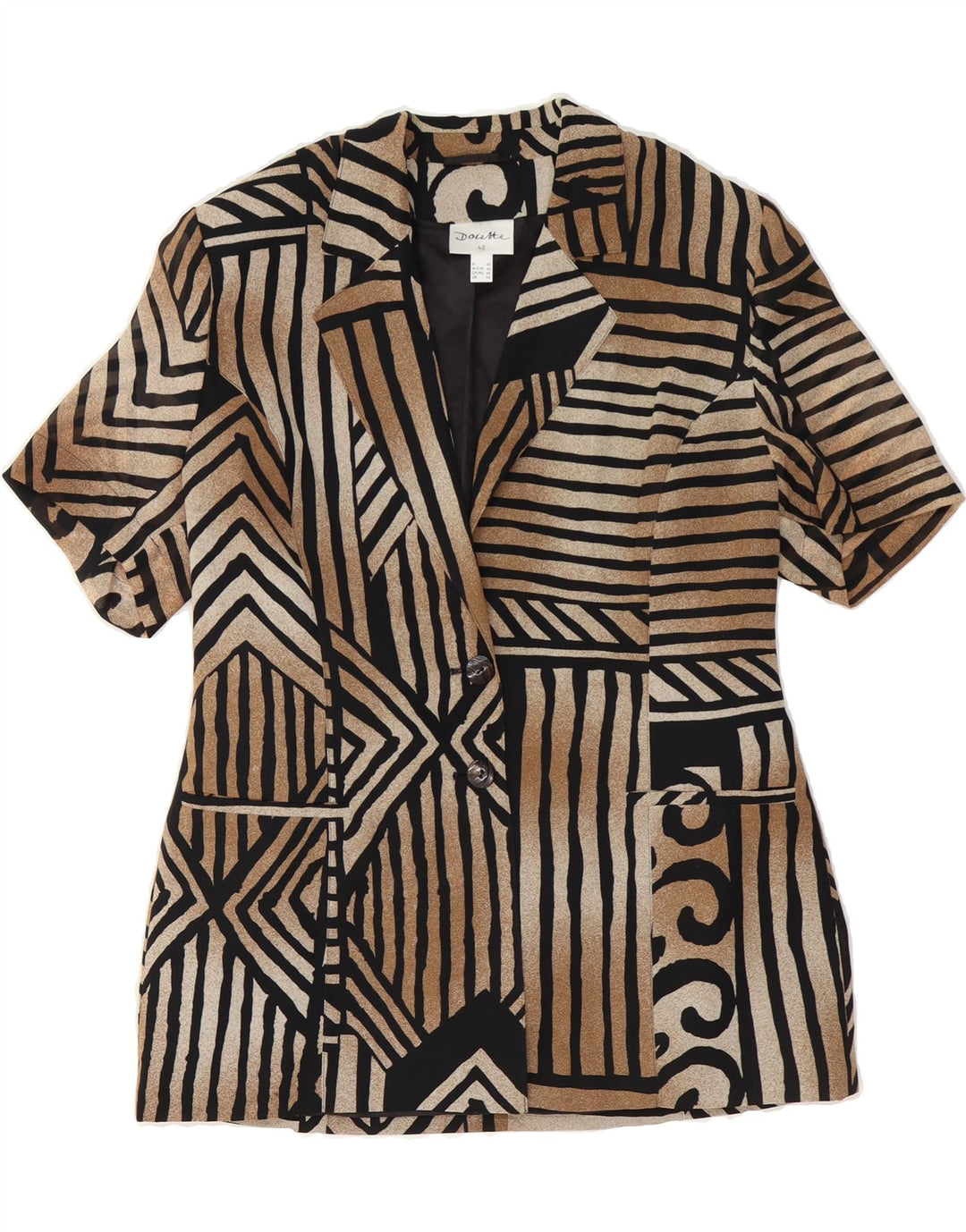 VINTAGE Womens 2 Button Blazer Jacket IT 42 Medium Brown Striped Vintage Vintage and Second-Hand Vintage from Messina Hembry 