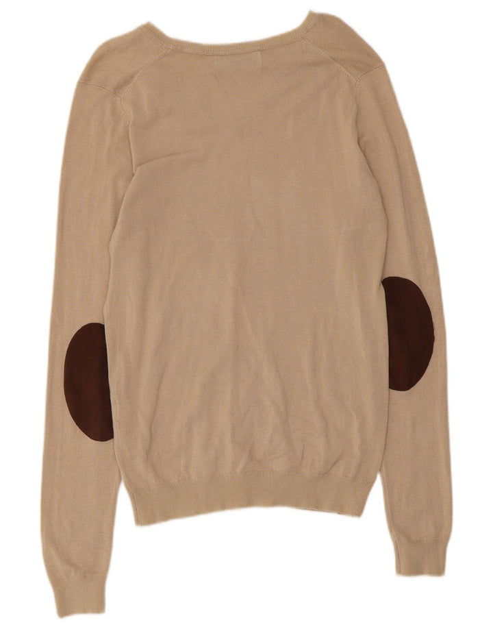 Zara Herren-Pullover mit V-Ausschnitt, mittelbeige Viskose