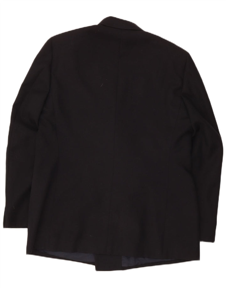 Vintage Herren Zweireiher Blazer Jacke IT 56 3XL Schwarz Polyester