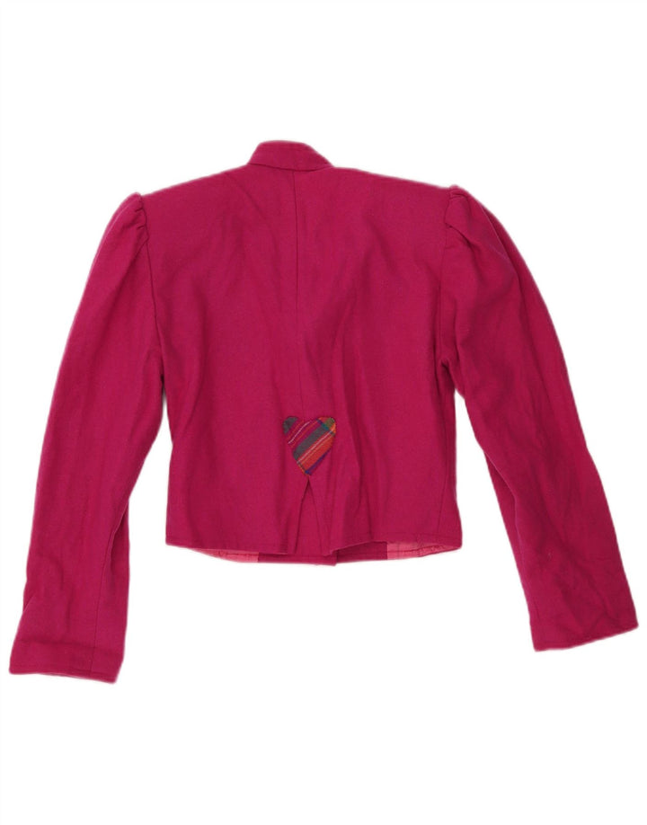 VINTAGE Damen Crop 2 Button Blazer Jacke UK 6 XS Pink