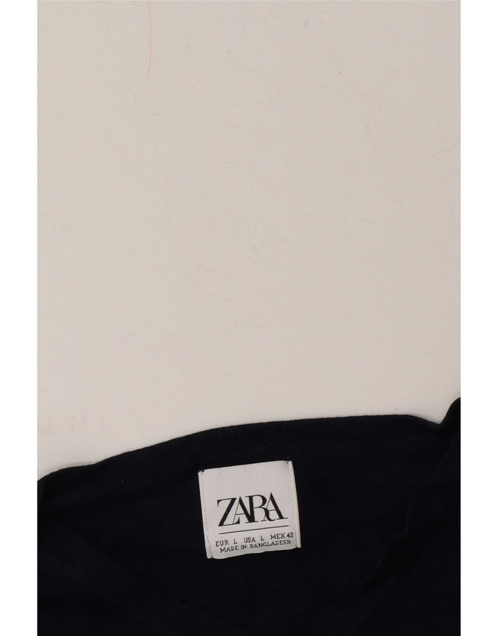Zara Herren-Pullover mit V-Ausschnitt, Größe L, Marineblau