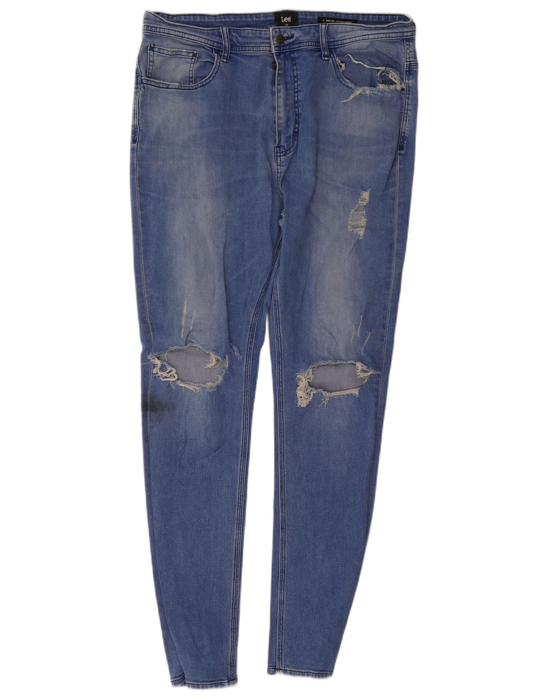 Lee Damen Distressed Skinny Jeans W36 L30 Blaue Baumwolle