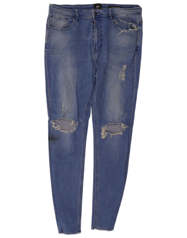 Lee Damen Distressed Skinny Jeans W36 L30 Blaue Baumwolle