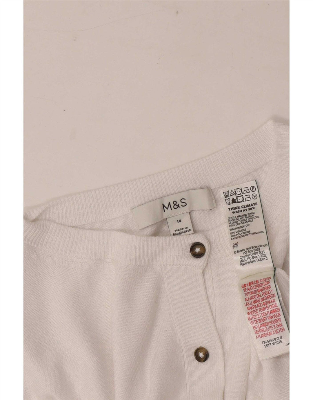 Marks & Spencer Damen-Cardigan-Pullover UK 14 Mittelweiße Viskose