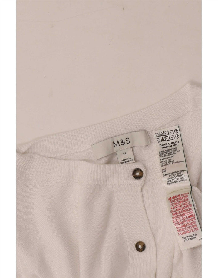 Marks & Spencer Damen-Cardigan-Pullover UK 14 Mittelweiße Viskose