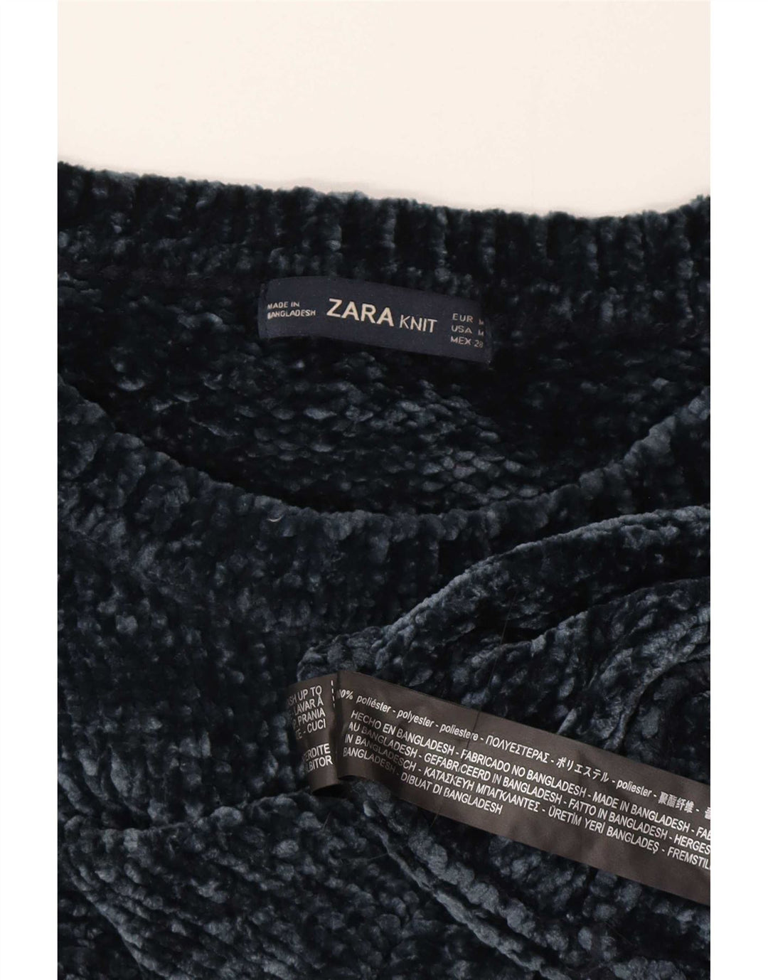 Zara Damen-Pullover, übergroß, Rundhalsausschnitt, Gr. 14, mittleres Marineblau