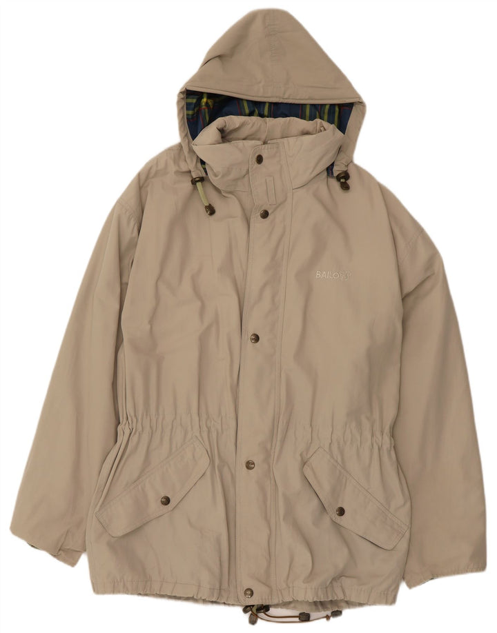 Bailo Herren-Regenjacke mit Kapuze, UK 38, mittelbeige Baumwolle