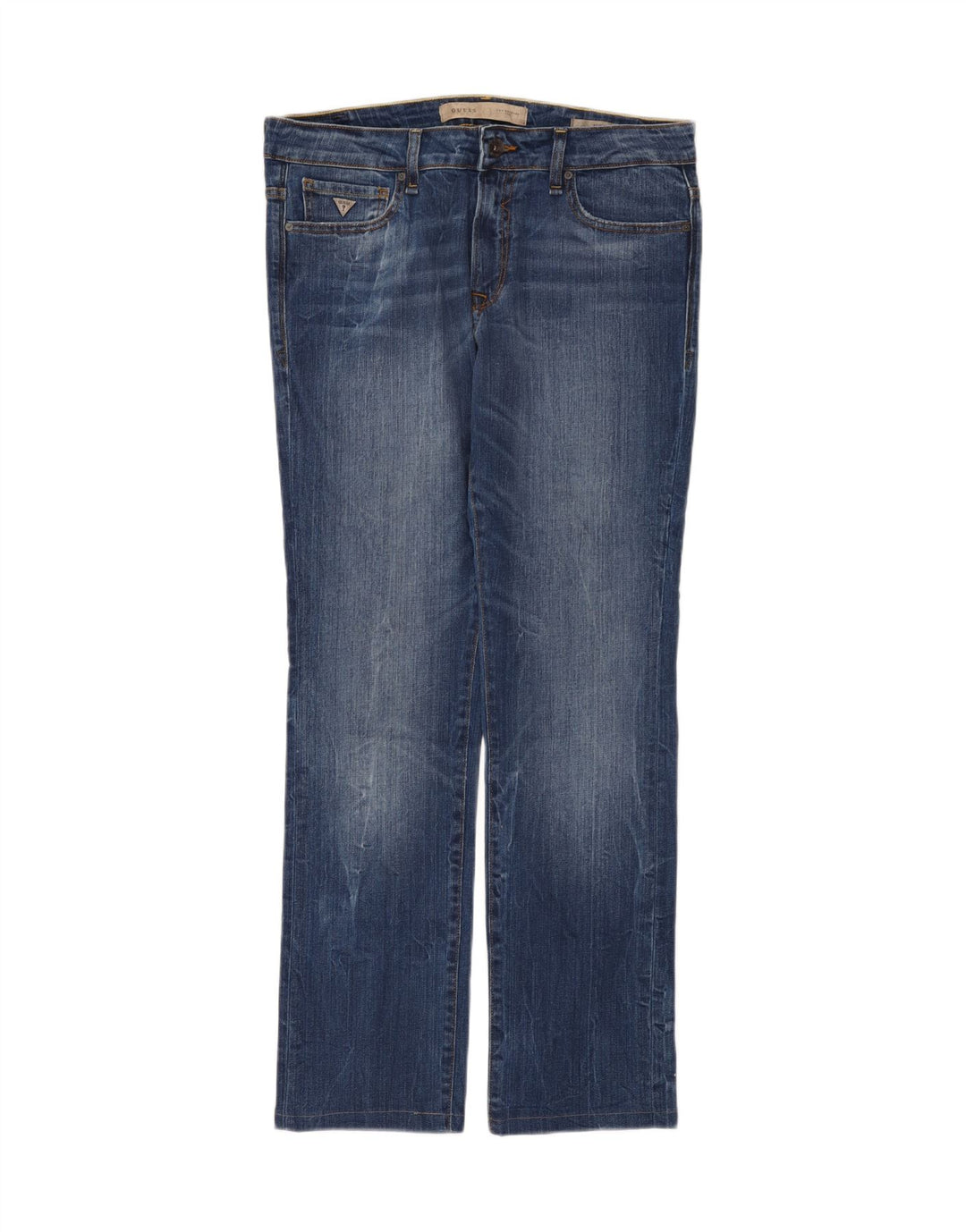 Guess Herren Straight Jeans W34 L32 Blaue Baumwolle