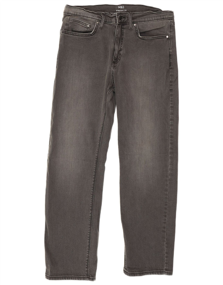 Marks & Spencer Herren Straight Jeans W32 L29 Graue Baumwolle