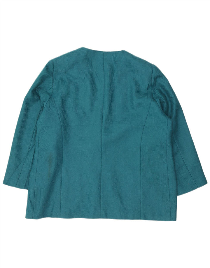 Luisa Spagnoli Damen 1-Knopf-Blazerjacke UK 20 2XL Blaue Wolle
