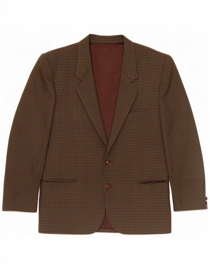 Vintage Herren 2-Knopf-Blazer-Jacke, UK 40, große Khaki-Karo-Wolle