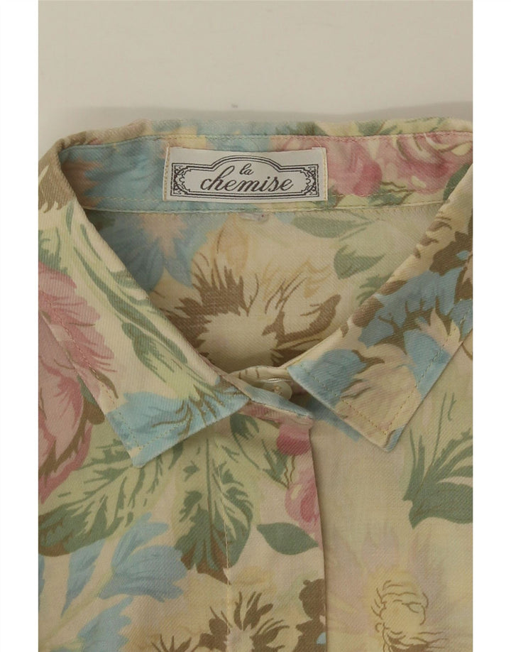 VINTAGE Damen Hemd UK 16 Großes mehrfarbiges Blumenmuster