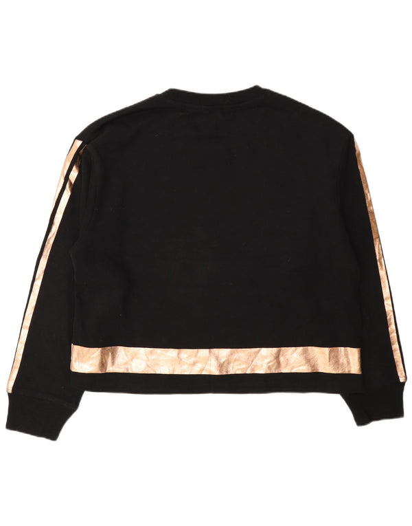 Dkny Womens Graphic Sweatshirt Pullover UK 14 Mittelschwarze Colourblock-Baumwolle