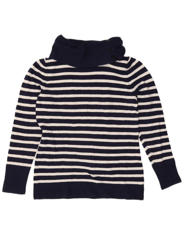 Gap Rollkragenpullover für Damen, UK 16, Größe L, Marineblau, gestreift, Baumwolle