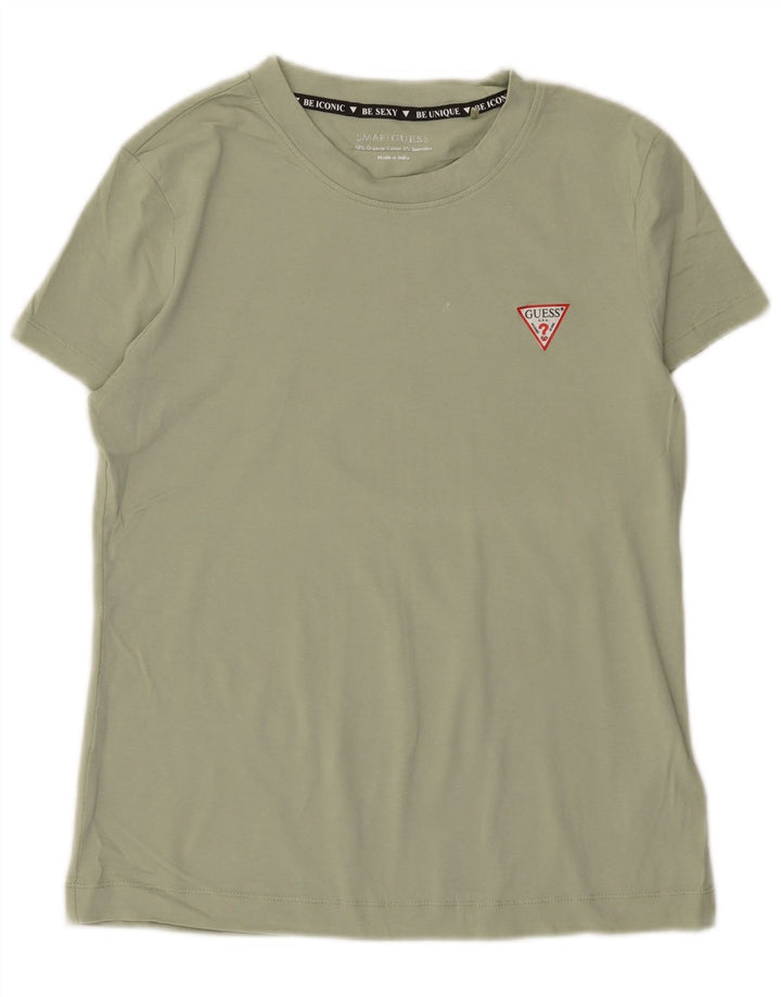 Guess Damen T-Shirt Top UK 12 Mittelgrün Baumwolle