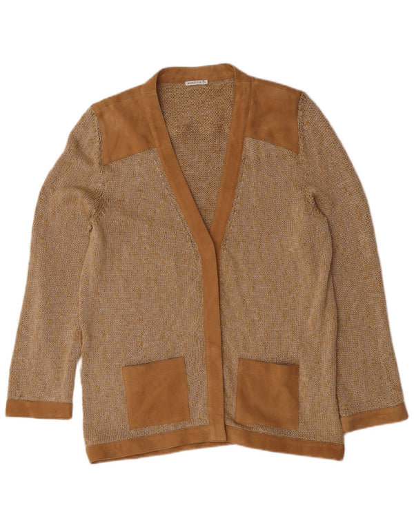 Marella Damen Strickjacke UK 18 XL Beige Baumwolle