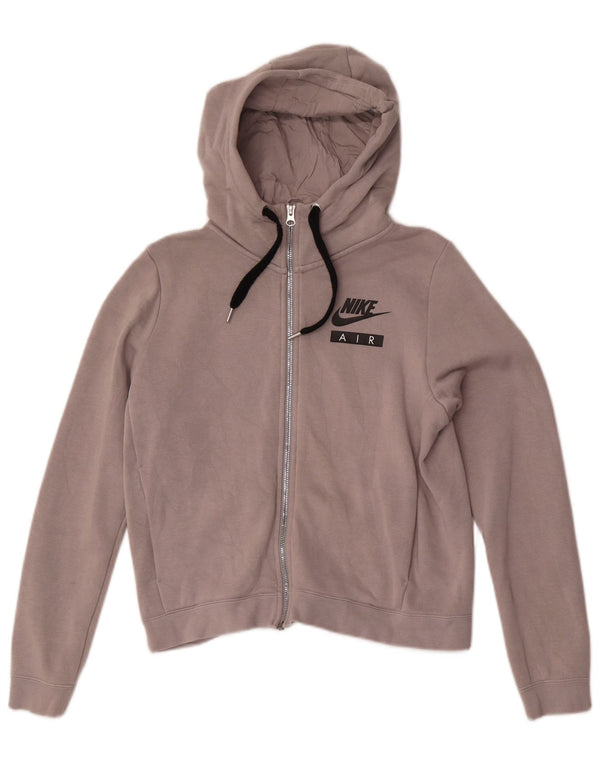 Nike Womens Graphic Zip Hoodie Pullover UK 10 Small Graue Baumwolle