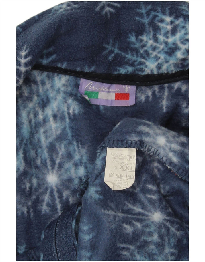 VINTAGE Damen Fleecejacke UK 20 2XL Marineblau Fair Isle Polyester