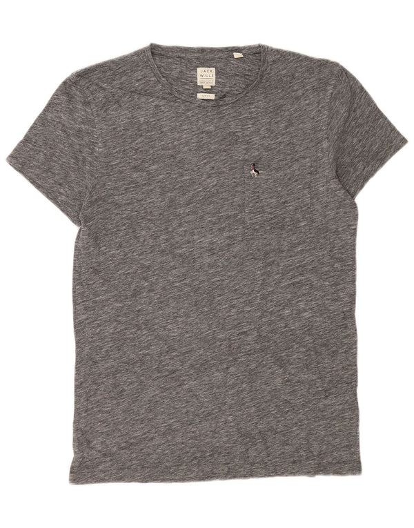 Jack Wills Herren-T-Shirt mit schmaler Passform, klein, grau gesprenkelte Baumwolle