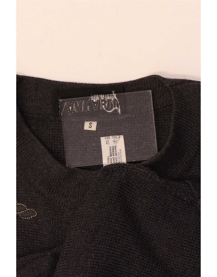 Vintage Damen Oversized Cardigan Pullover UK 10 Kleine graue Wolle