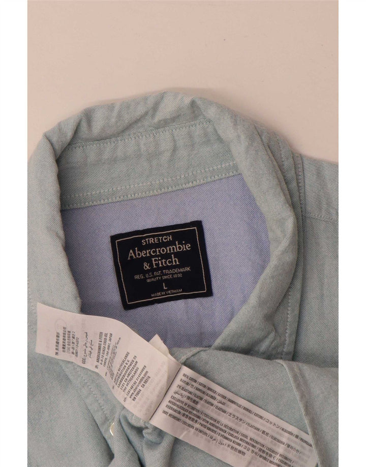 Abercrombie & Fitch Herren Stretch-Hemd, Größe L, Blau, Baumwolle