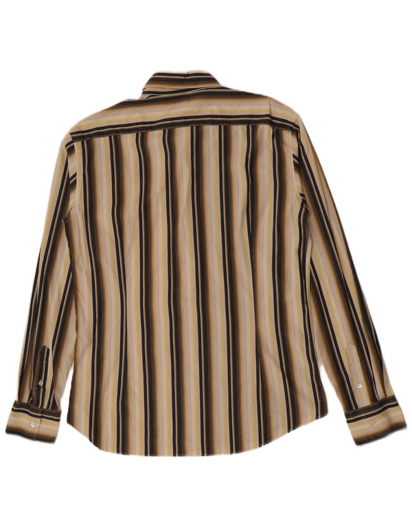 Ted Baker Herrenhemd Größe 6 2XL Beige gestreifte Baumwolle