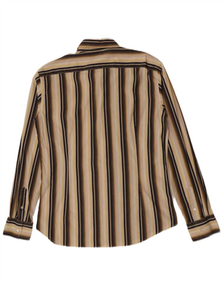 Ted Baker Herrenhemd Größe 6 2XL Beige gestreifte Baumwolle
