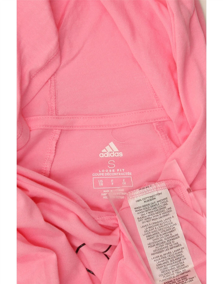 Adidas Damen Graphic Loose Fit Hoodie Pullover UK 10 Small Rosa Baumwolle