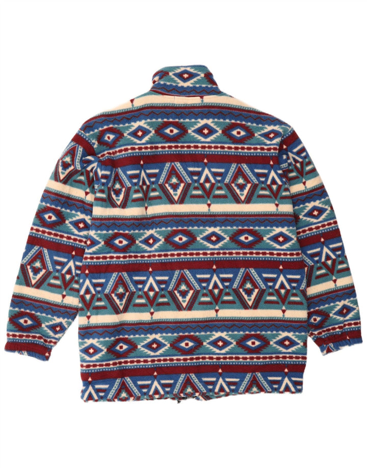 CAMPAGNOLO Herren-Fleecejacke, UK 40, großes blaues geometrisches Polyester