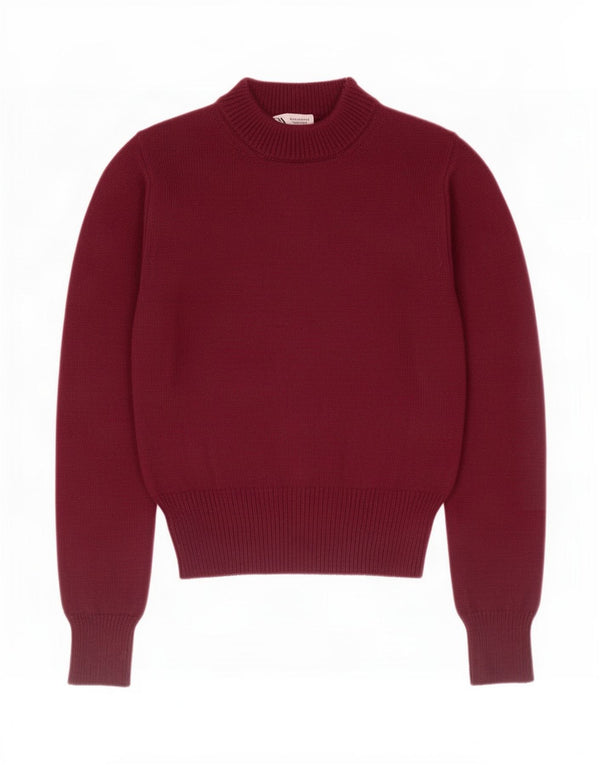 Zara Damen Crop Rollkragenpullover Pullover UK 12 Medium Burgund