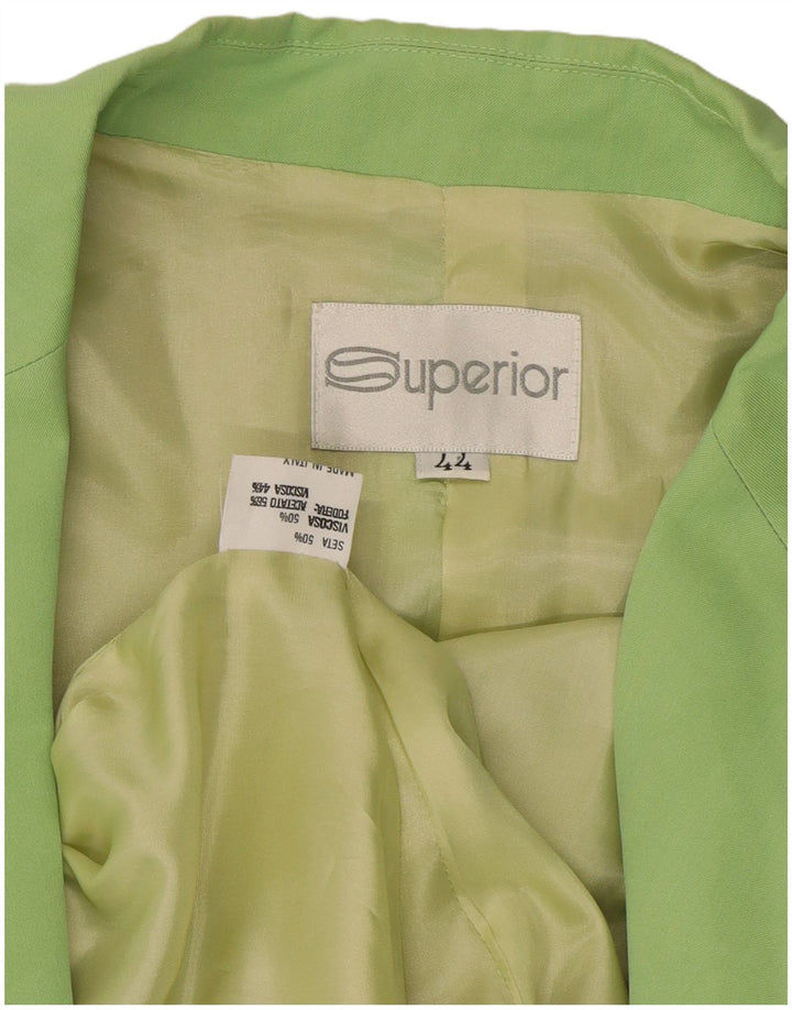 SUPERIOR Zweireihiger Damen-Blazer IT 44 aus mittelgrüner Seide