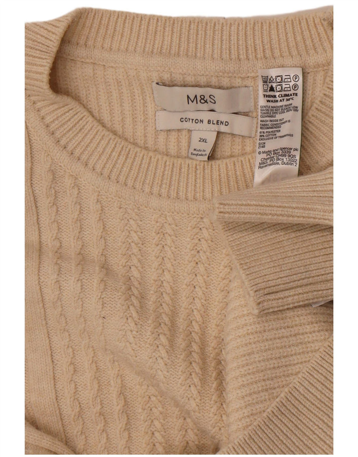 Marks & Spencer Herren-Pullover mit Rundhalsausschnitt, 2XL, Beige, Polyester