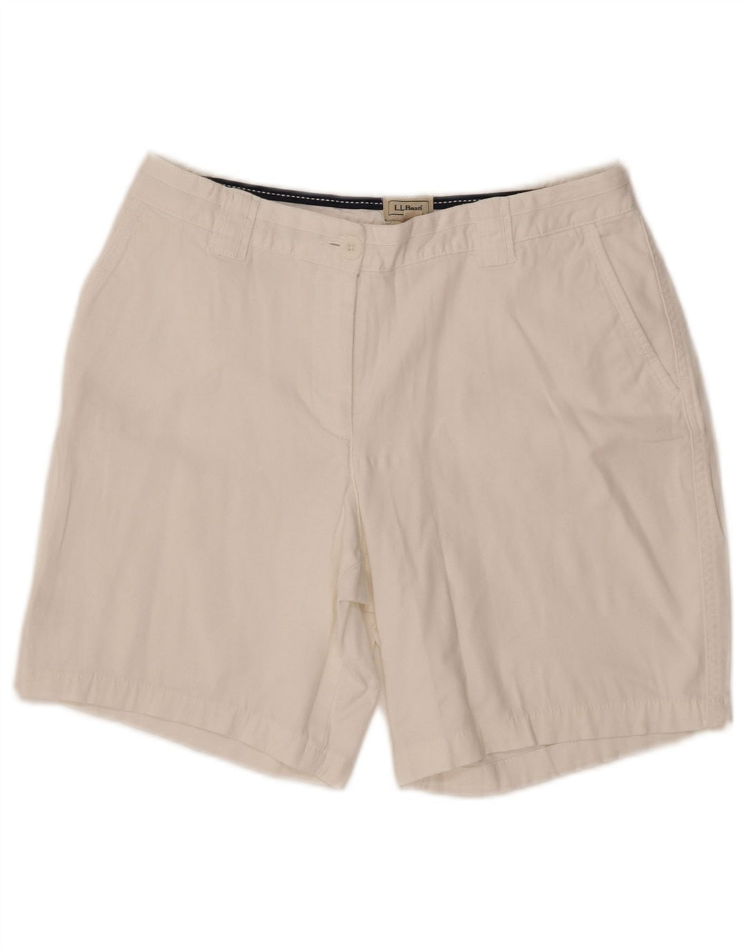 L.L.BEAN Damen-Chinoshorts mit mittelhohem Bund, US 10, Größe L, W30, weiße Baumwolle