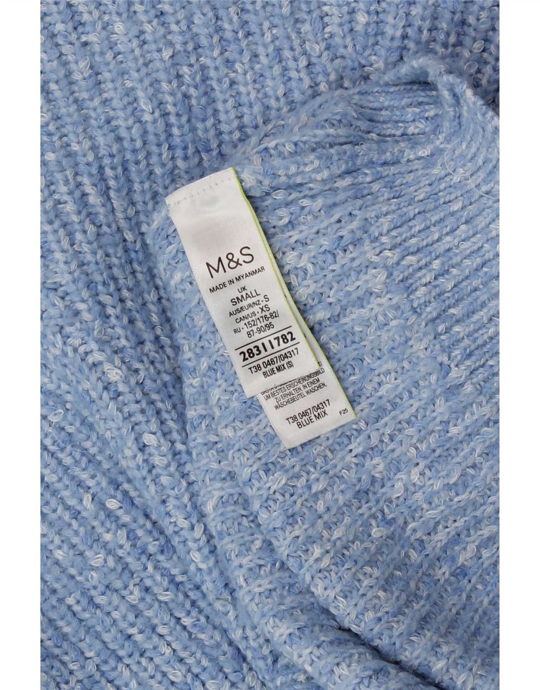 Marks & Spencer Damen-Pullover mit Rundhalsausschnitt, Gr. 10, Größe S, Blau meliert