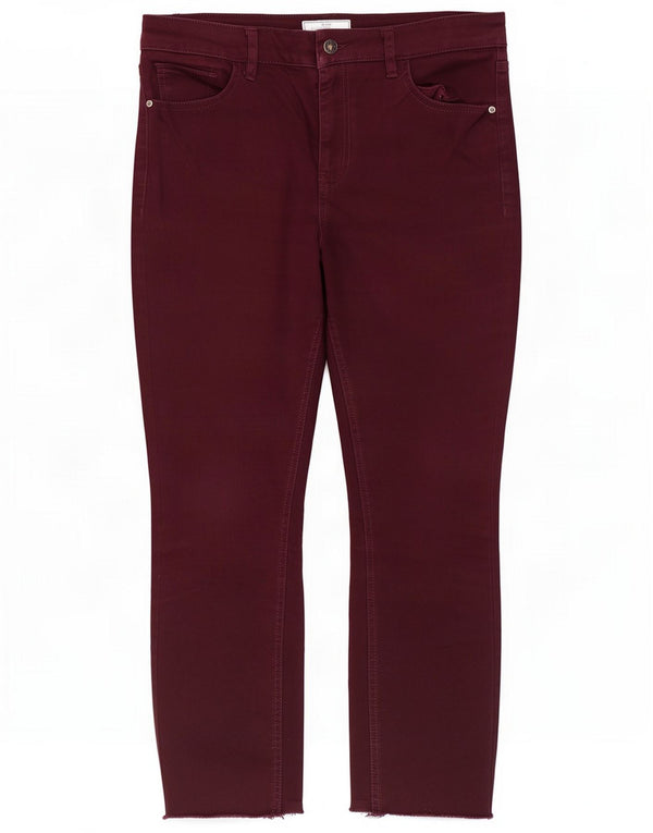 Fat Face Womens Skinny Cropped Jeans UK 10 Small W30 L25 Burgundy Cotton