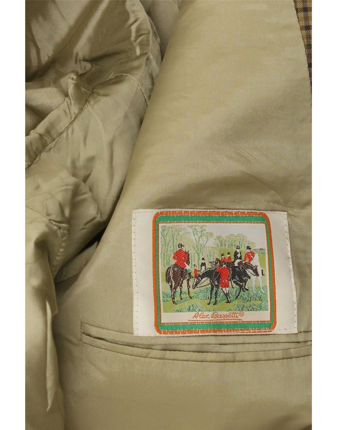 Vintage Herren 2-Knopf-Blazerjacke UK 38 Medium Khaki Check