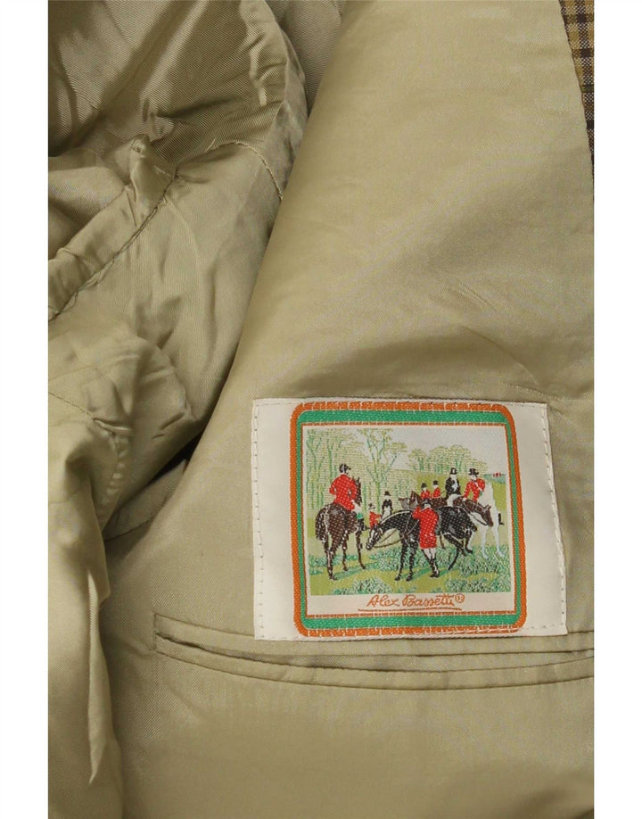 Vintage Herren 2-Knopf-Blazerjacke UK 38 Medium Khaki Check