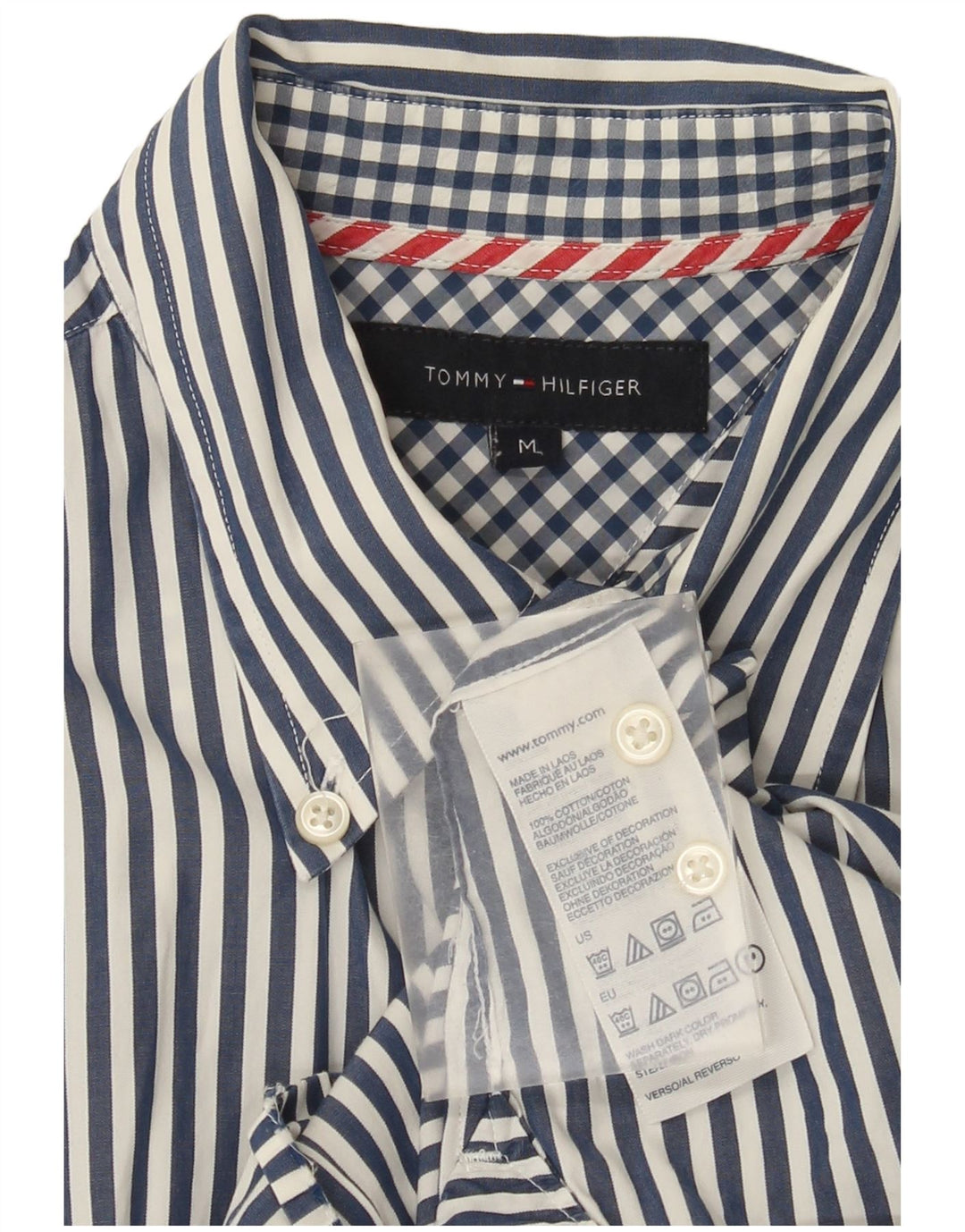 Tommy Hilfiger Herrenhemd mittelblau gestreift aus Baumwolle