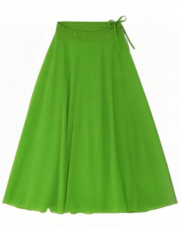 Vintage Womens Maxi Flared Rock Small W26 Green Spotted