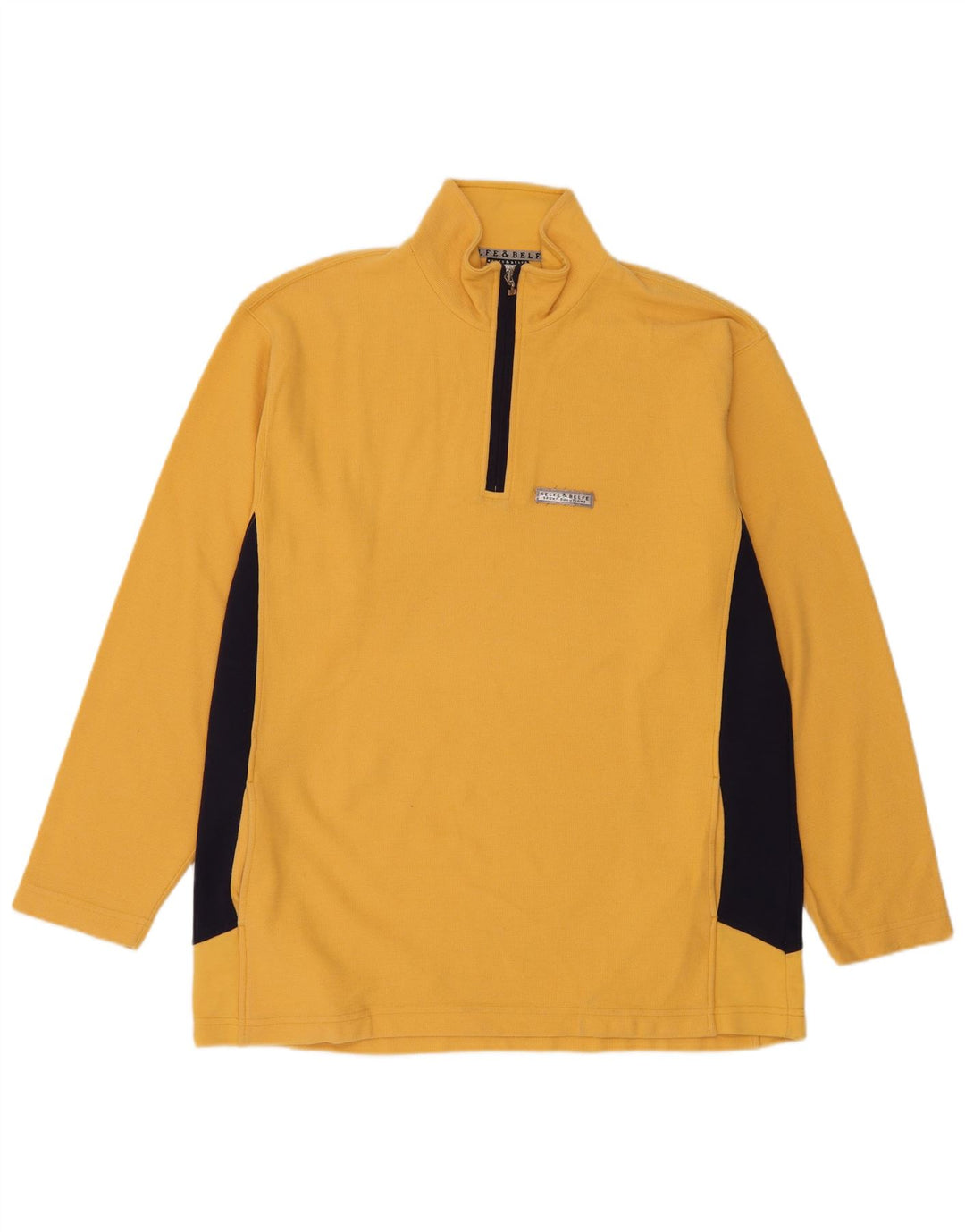 Belfe & Herren-Pullover-Trainingsanzugoberteil mit Reißverschluss, 2XL, Gelb, Farbblock