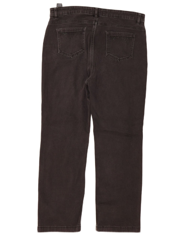 Marks & Spencer Damen Straight Jeans UK 16 Large W36 L28 Schwarze Baumwolle