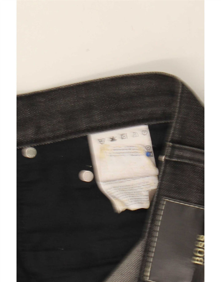 Hugo Boss Herren Straight Jeans W38 L26 Schwarze Baumwolle