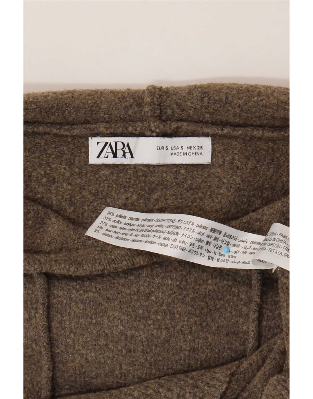 Zara Damen-Pullover mit Kapuze, übergroß, Gr. 10, Größe S, braun, Polyester