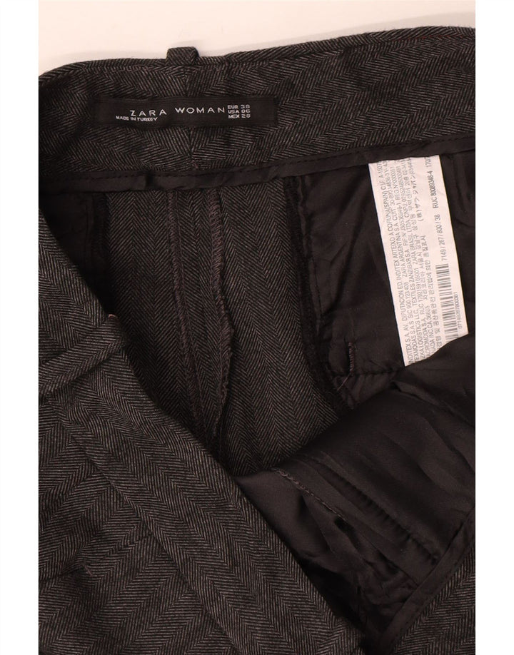 Zara Slim Chino-Hose für Damen, EU 38, Größe S, W28, L28, graues Fischgrätenmuster